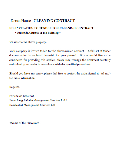 house cleaning contract tender