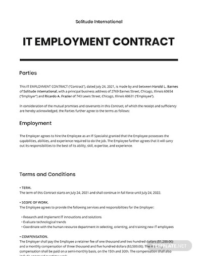 it employment contract