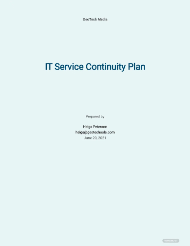 it service continuity plan template
