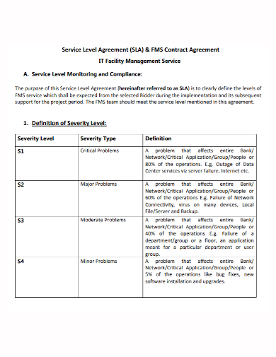 it service level agreement contract