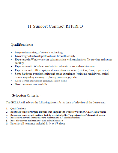 it support administration maintenance contract