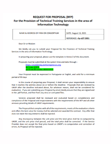 it training technical proposal