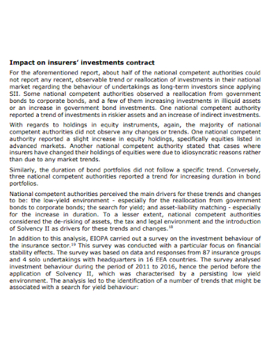 impact on insurers investment contract