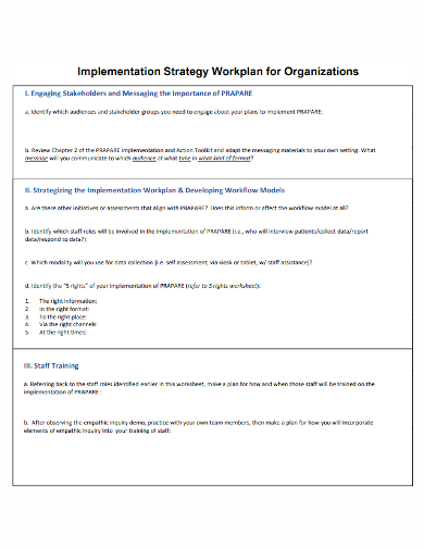 implementation work plan strategy