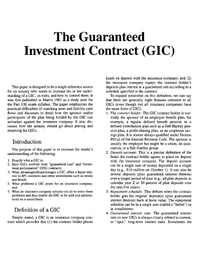 insurance guaranteed investment contract