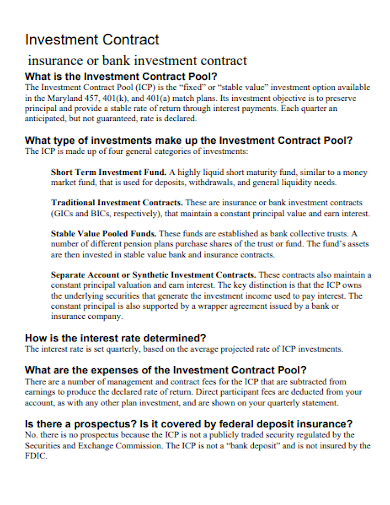 insurance or bank investment contract