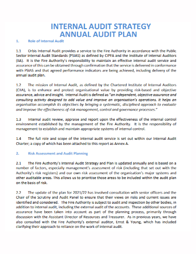 internal risk audit strategic plan