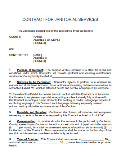 janitorial service contract example