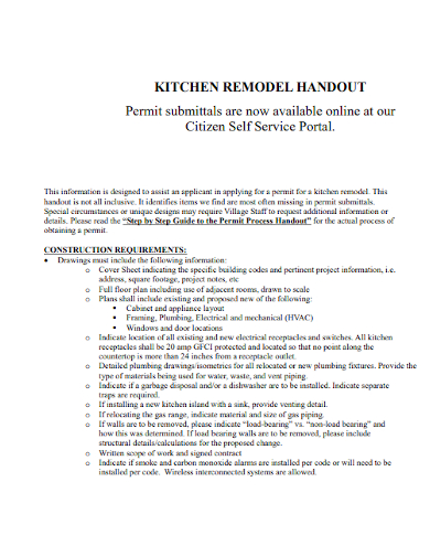kitchen remodeling handout contract
