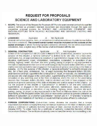 laboratory equipment request for proposal