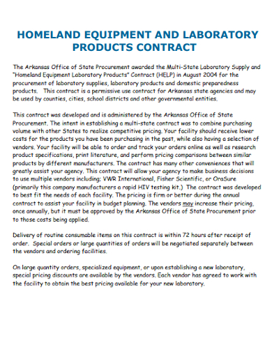 laboratory product supply contract