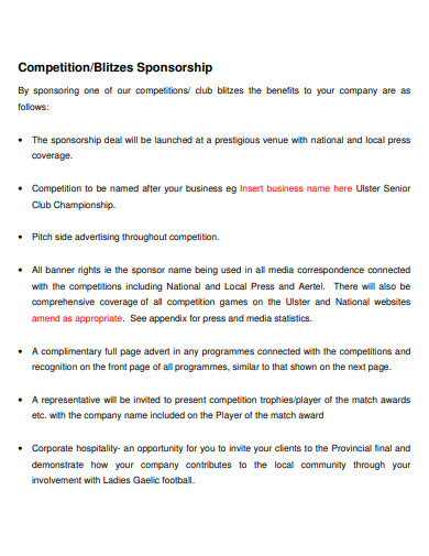 ladies football club sponsorship proposal