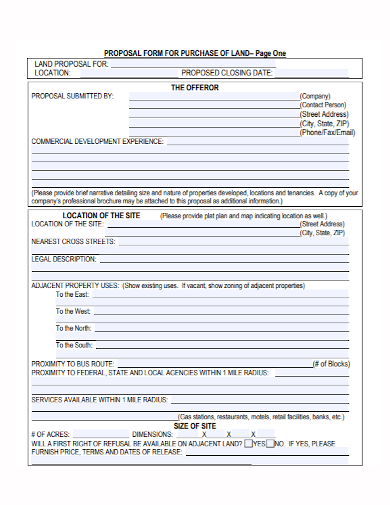 land purchase proposal form