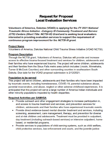 local service evaluation proposal
