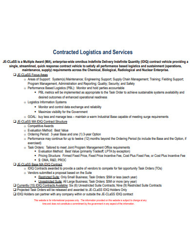 logistics services contract example