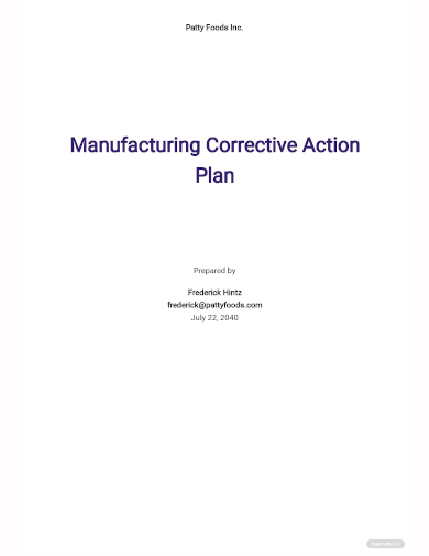 manufacturing corrective action plan template