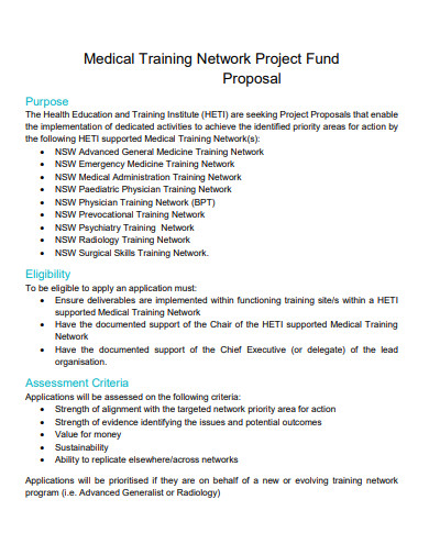 medical training network project proposal