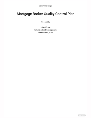 mortgage broker quality control plan template