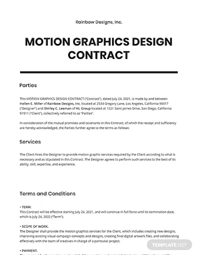 motion graphics design contract template