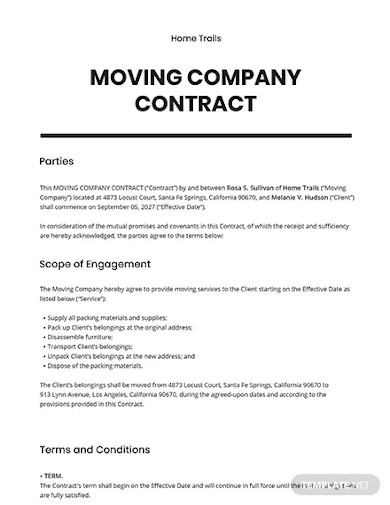 moving company contract