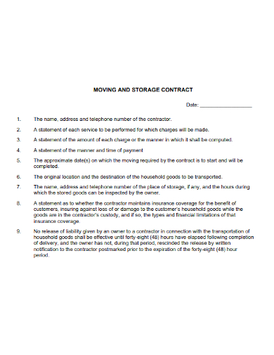 moving and storage contract