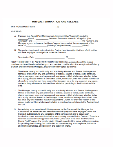mutual termination release of contract