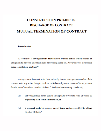 mutual termination of project contract
