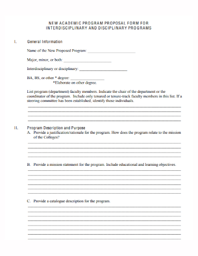 new academic program proposal form