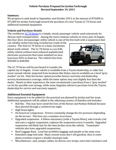 new vehicle purchase proposal