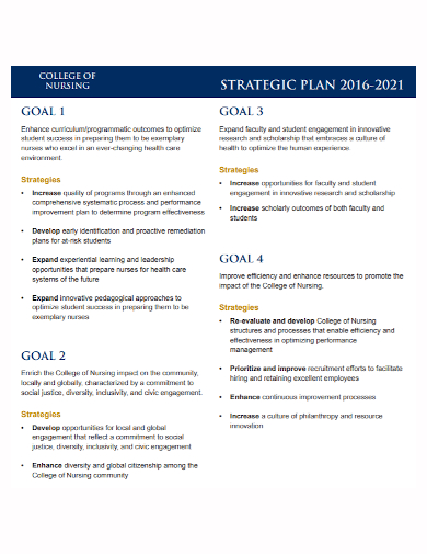 nursing college strategic plan