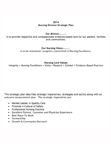 nursing division strategic plan