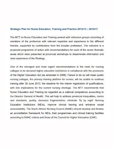 nursing education strategic plan
