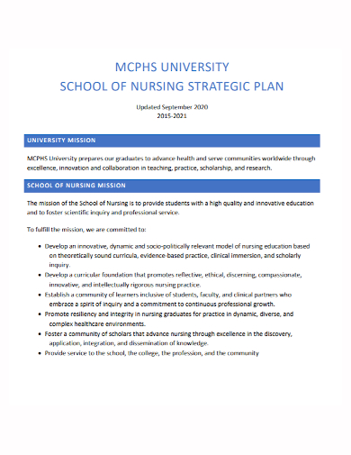 nursing school strategic plan