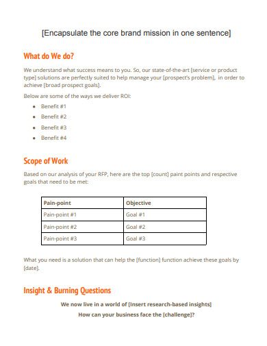one page business sales proposal