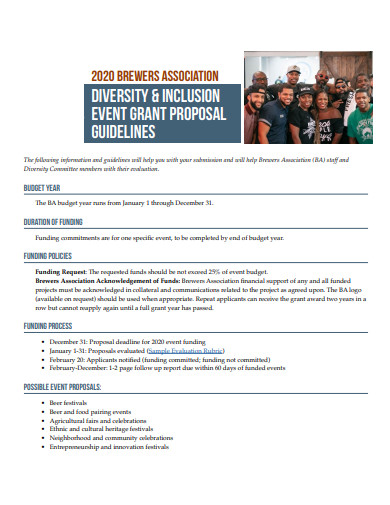 one page grant event proposal