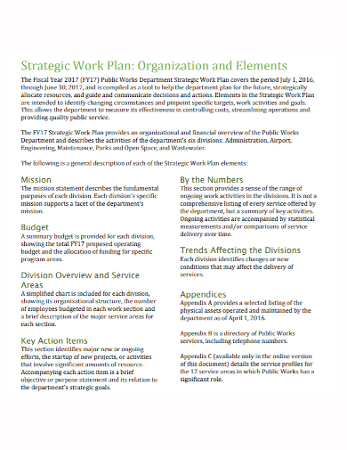 organization work plan strategy