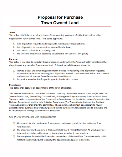 owned land purchase proposal