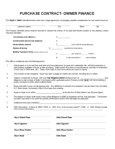 owner finance purchase contract
