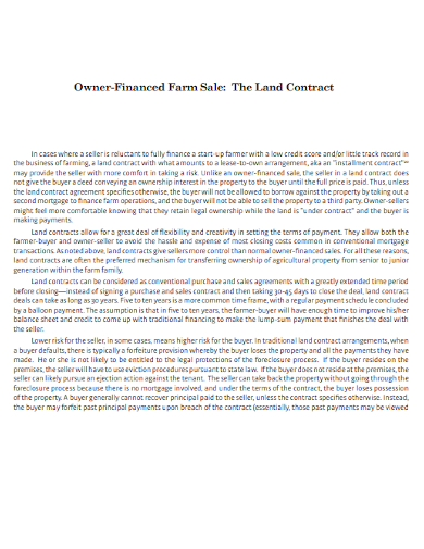 owner financed farm sales contract