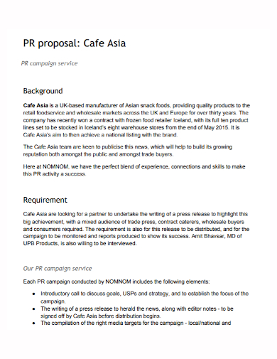 pr cafe campaign proposal