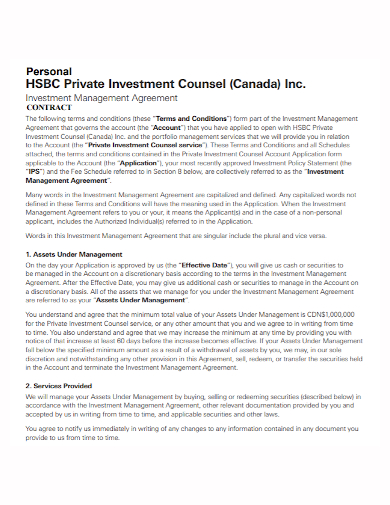 personal investment management contract