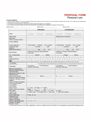 personal loan proposal form