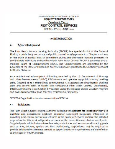 pest control agency contract proposal
