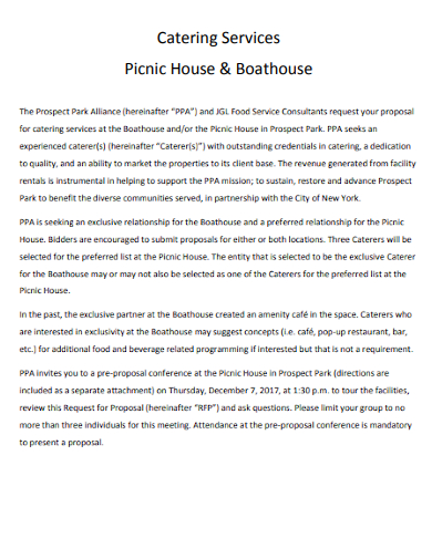 picnic house event catering proposal