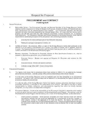 plumbing procurement contract proposal
