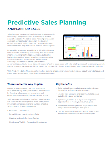 predictive sales plan of a product
