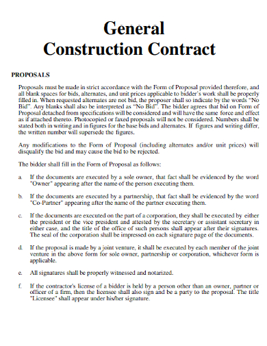 printable general construction proposal