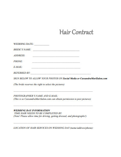 printable hair stylist contract