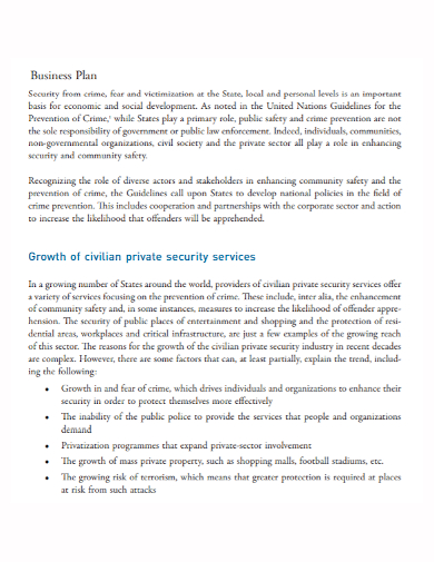 private security services business plan