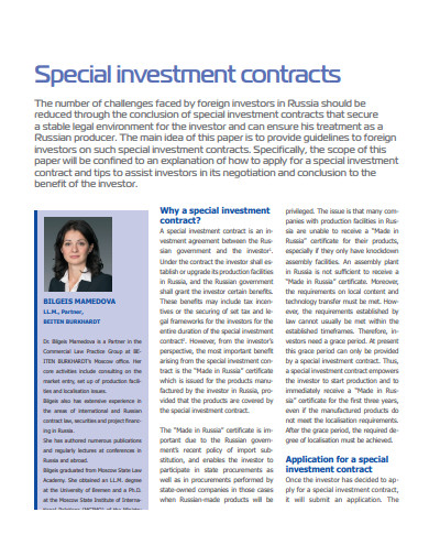 private special investment contract